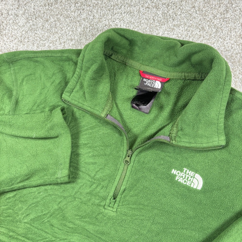 The North Face Fleece Pullover Mens Medium Green TKA 100 Quarter Zip Jacket